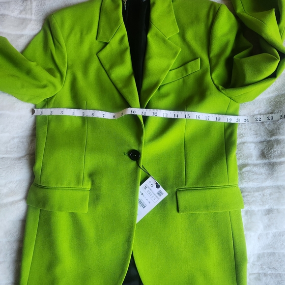 ZARA set co-ord Oversized Blazer sz S + skort sz XL Lime Green. NO SEPARATION. - Picture 3 of 10